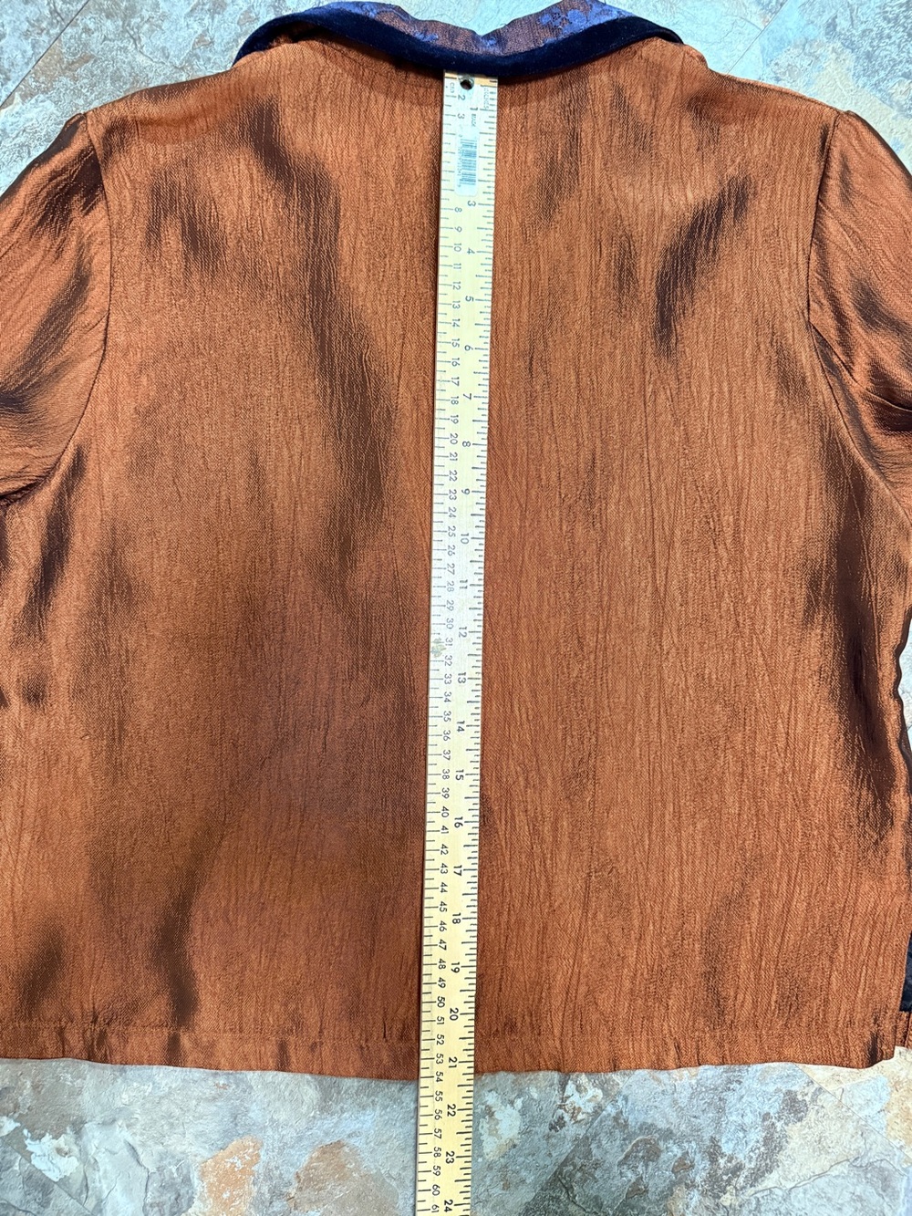 KD Spring metallic bronze jacket with blue lace on collar. Size S - Picture 8 of 8